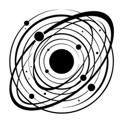 Abstract circular diagram of a solar system with orbital rings © md solaimas