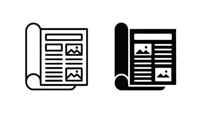 Vector illustration of newspaper or magazine article icon set on a transparent background