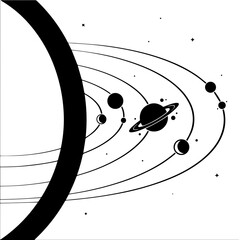 Planetary orbit graphic with central sun and ringed planet © md solaimas