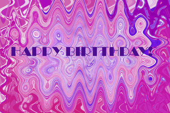 abstract purple background with circles, Happy Birthday Postcard