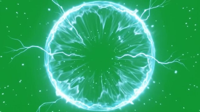 Powerful Circular Energy Shockwave Expanding with Glowing Distortion Ring and Dynamic Particles on Green Screen Background, Cinematic VFX Animation