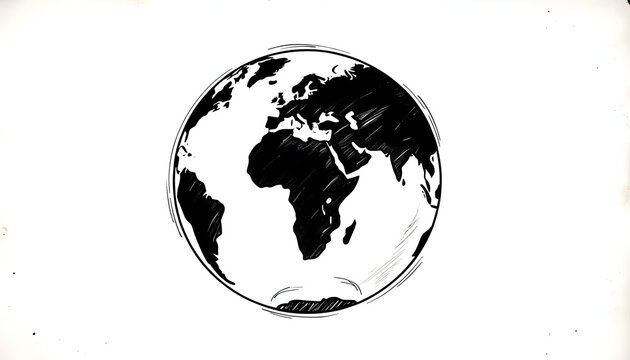 Hand Drawn Earth Globe Ink Illustration