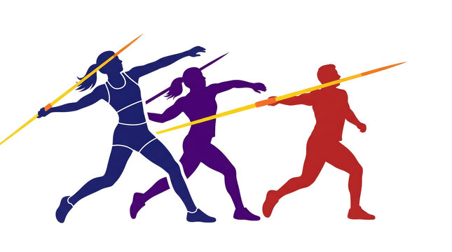 Colorful javelin thrower silhouette illustration PNG, javelin athlete silhouette png, Olympic athletics, Colorful olympics PNG, Colorful sports graphic PNG, extreme sport png, sportsman png, game png.
