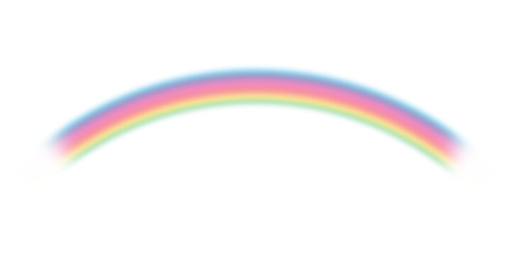 Vivid inverted rainbow arc, bright neon spectrum glow with magenta colors isolated on transparent background for bold design