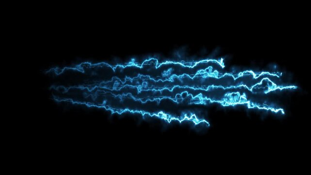 2D dynamic electric thunder flash animation with lightning bolt strikes, glowing blue plasma energy, bright storm sparks, hand drawn explosion effects and seamless transition elements for vfx 4k