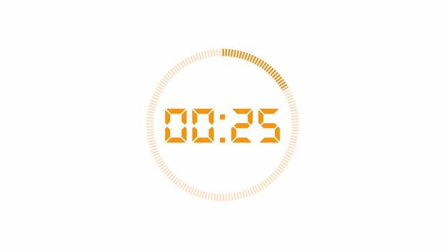 countdown animation from 30 seconds to 0 second with alpha channel, countdown timer animation on transparent background in 4k.