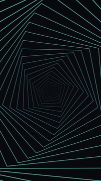 Hypnotic Tunnel of Neon Teal Pentagonal Geometric Shapes Rotating Endless Animation