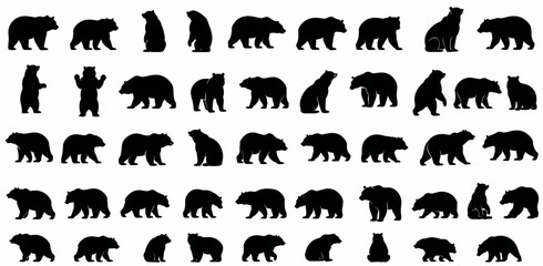 Obraz premium Bear Silhouette Vector Collection
