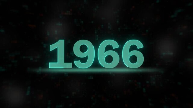glowing neon year 1966 text animation on black background. vintage style 1966 numerical year graphic for retro themed projects.