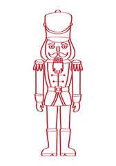 Obraz premium Traditional Christmas nutcracker soldier line outline for seasonal winter holiday festive celebration projects