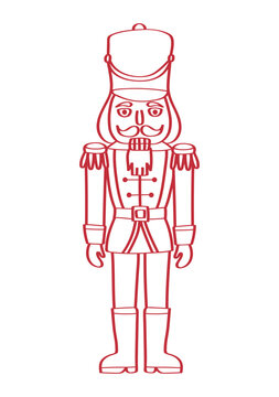 Traditional Christmas nutcracker soldier line outline for seasonal winter holiday festive celebration projects