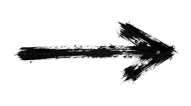 Dynamic Black Arrow Brush Stroke Direction Sign.