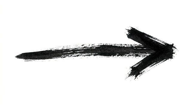 Black Brushstroke Arrow Pointing Right for Direction.