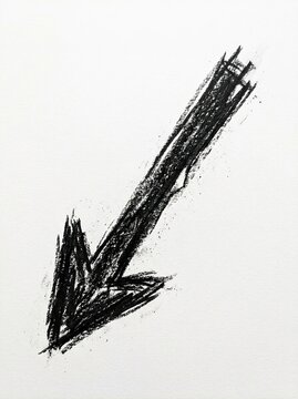 Black Downward Arrow Sketch Illustration for Directional Signage.