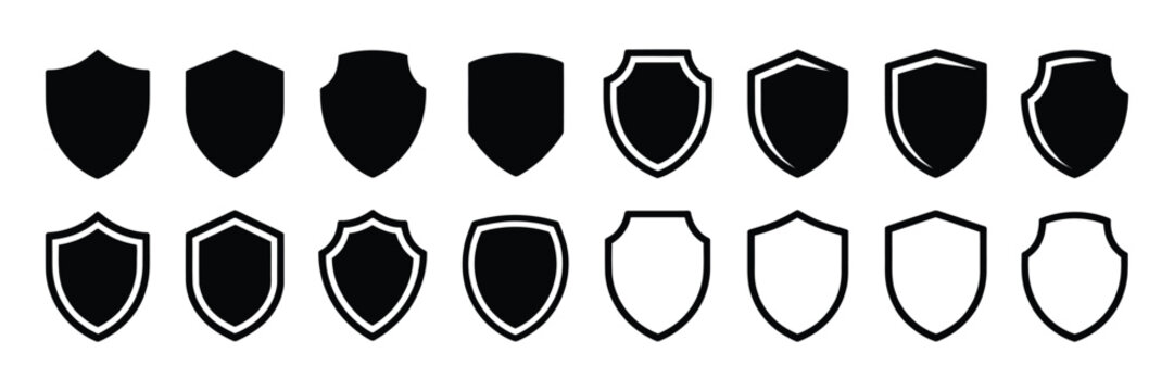 Shield icon set. Protect shield security icons. Badge quality symbol, sign, logo or emblem. Vector illustration eps 10