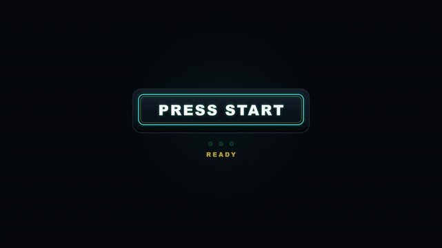 4K Press Start Retro Arcade Button Ready Black Background