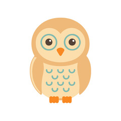 Fototapeta premium Simple cartoon owl with glasses