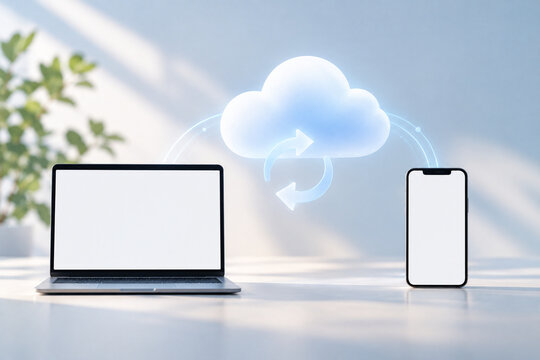Abstract cloud sync illustration