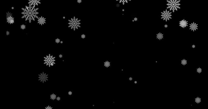 Animated white snowflakes falling on black background snowflake snow winter holiday seasonal