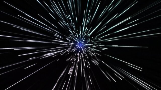 Hyperspace warp speed light rays bursting from center loop