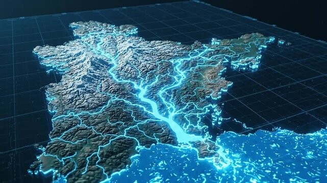 Digital Earth Map with Blue Glowing Network Connections Over Europe