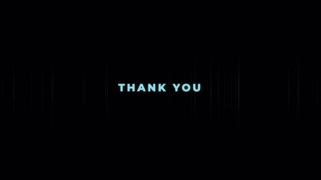 Tech Inspired Text Animation Featuring Thank You For Watching, Cyan Neon Lighting And Scrolling Digital Rain Effects Alpha Channel In 4K Video