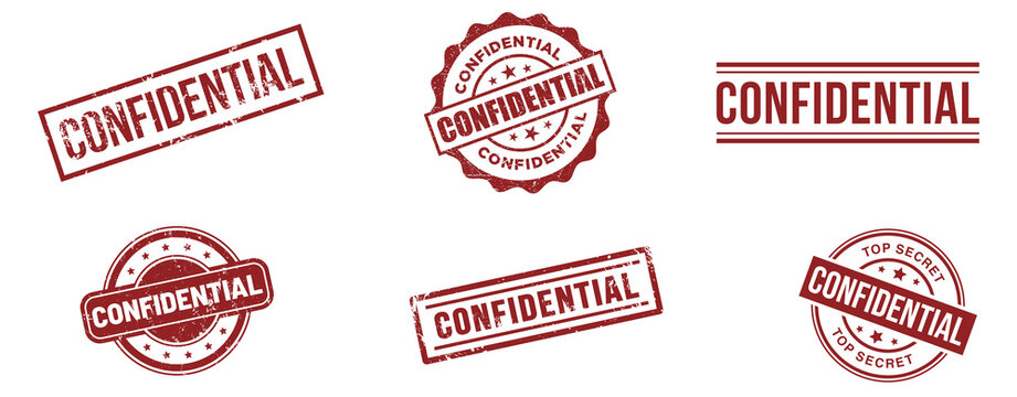 Confidential and secret red circular stamp collection with vintage style