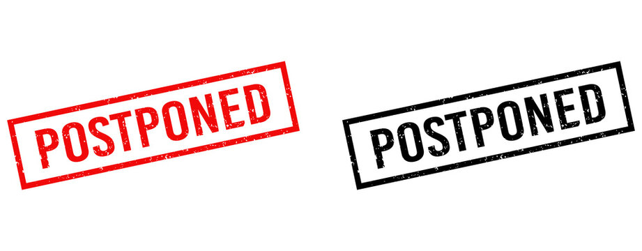 Two red postpone rubber stamps with text