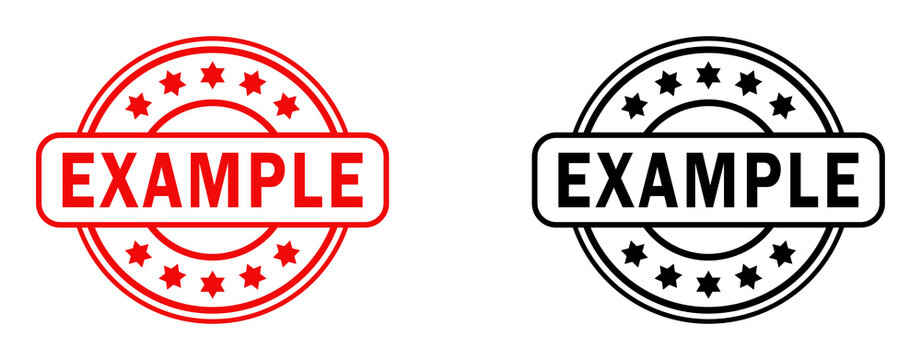 Red and black circular rubber stamp with example text