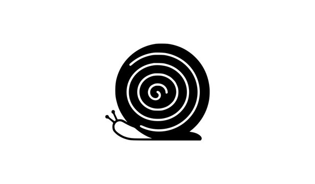 Decorative Circular Snail Spiral Shell Black Vector Logo Symbol