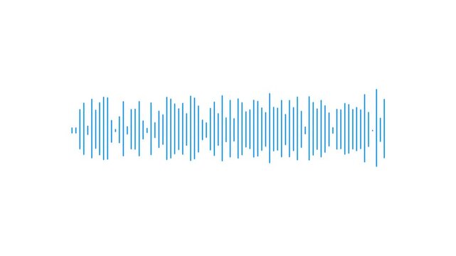 Minimal audio spectrum simulation with animated white waveform, sound frequency visualization, digital equalizer bars, music and podcast signal, clean line motion graphic,white screen 4k