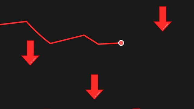 An illustration showing a drop in portfolio value, featuring a downward-pointing arrow icon. Suitable for topics related to investment or finance.