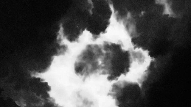
Dramatic Black and White Storm Clouds with Lightning Flash, Moody Sky Animation Background