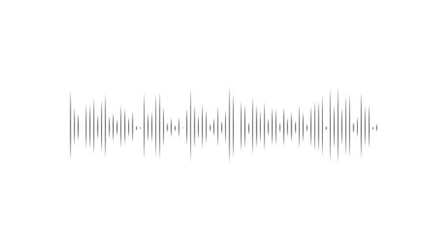 Audio wave equalizer animation with colorful cyan sound bars, digital spectrum visualization, music rhythm pulses, waveform frequency motion, modern studio graphic, white background 4k