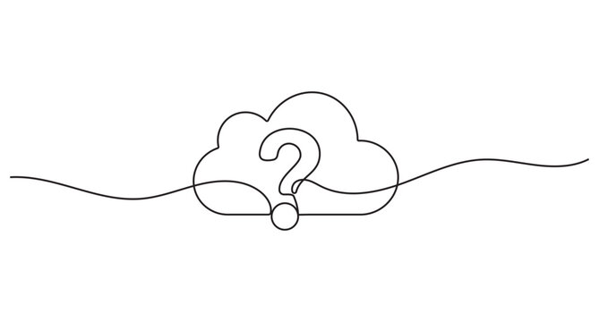 Cloud question mark line art design with editable stroke continuous line vector illustration