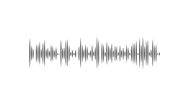 Clean digital audio visualizer with animated waveform spectrum, white sound frequency lines, music equalizer pulses, podcast recording signal, minimalist motion design, white background 4k