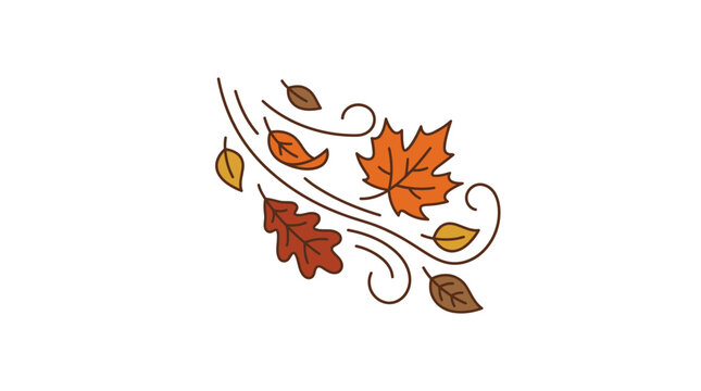 Autumn Leaves Blowing in Wind, Isolated on Transparent Background