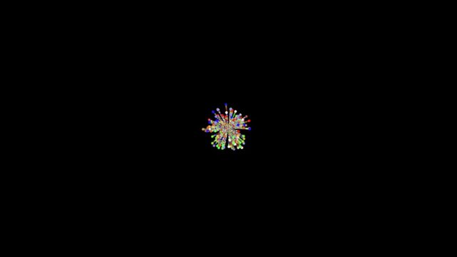 colorful comic style glowing fireworks explosion on black background, useful in festival, 4K