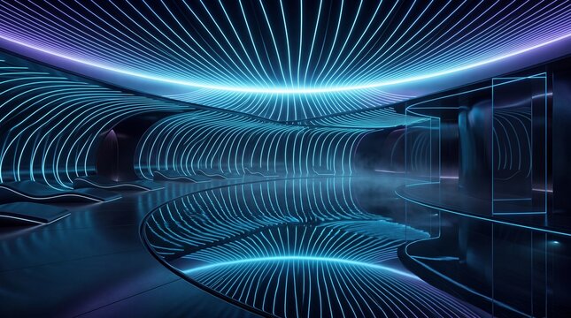 Futuristic Luxury Spa Interior with Glowing Neon Lights