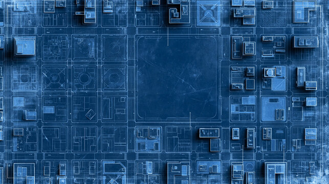 Futuristic Blueprint Circuit Board Background with Copy Space
