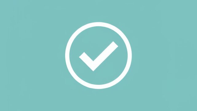 White check mark icon inside a circle on a turquoise background, representing approval or success