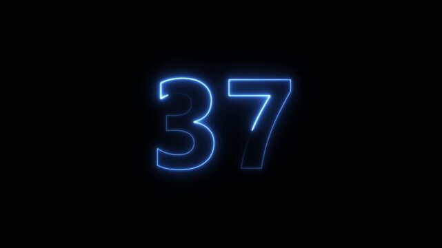 Glowing blue number 37 pulsing on black background with subtle cinematic motion
