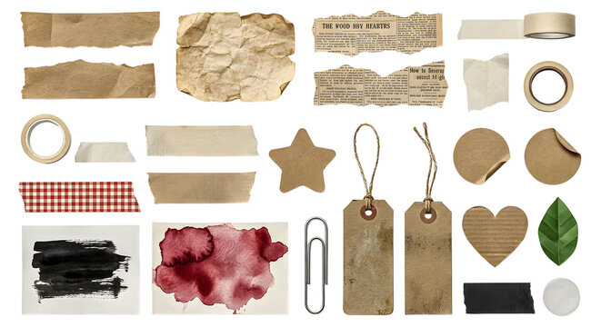 Scrapbooking elements isolated on transparent background