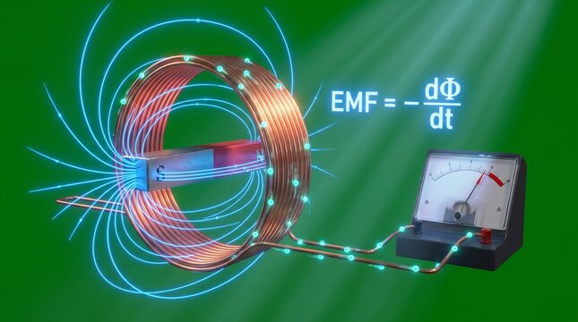 Electromagnetic induction demonstration with copper coil and galvanometer