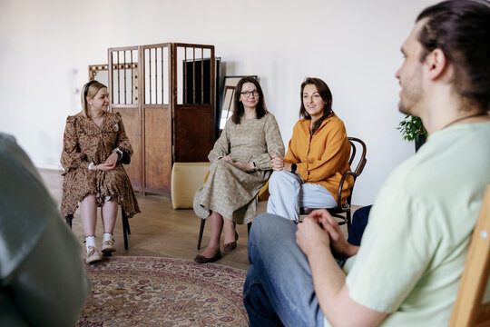 Group therapy meeting in psychotherapy center