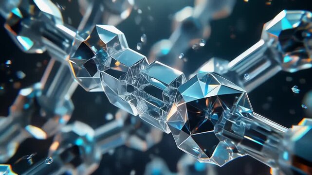 Abstract Crystal Blockchain Network, Digital Data Chain, Secure Technology