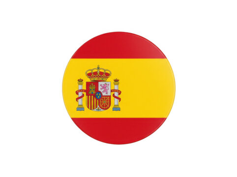 Round spanish flag button isolated on transparent background