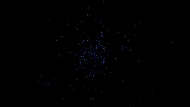 青い光の粒子が爆発するダイナミックなパーティクル背景