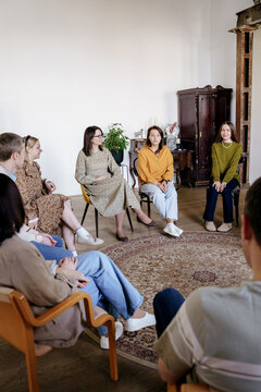 Group therapy meeting in psychotherapy center