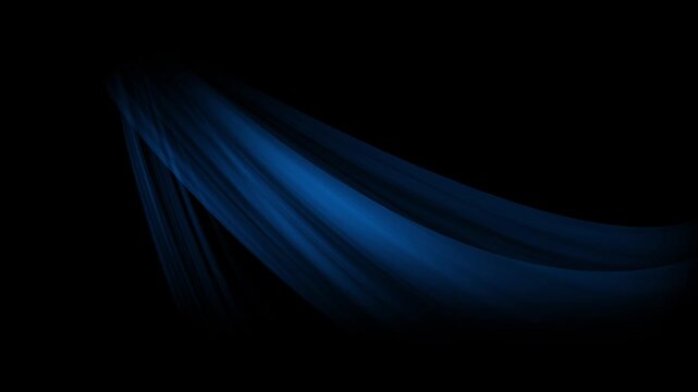 Air conditioning cold airflow animation with blue transparent wind streams, fresh ventilation and purification concept, smooth expanding air waves, on black background motion graphics, 4K